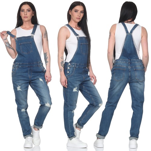 Latzhose damen jeans destroyed - latzhose,