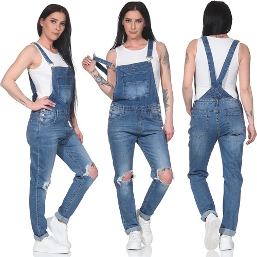 Latzhose damen jeans destroyed - latzhose,