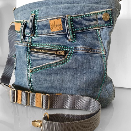 Jeanstasche mit strass - strass, big